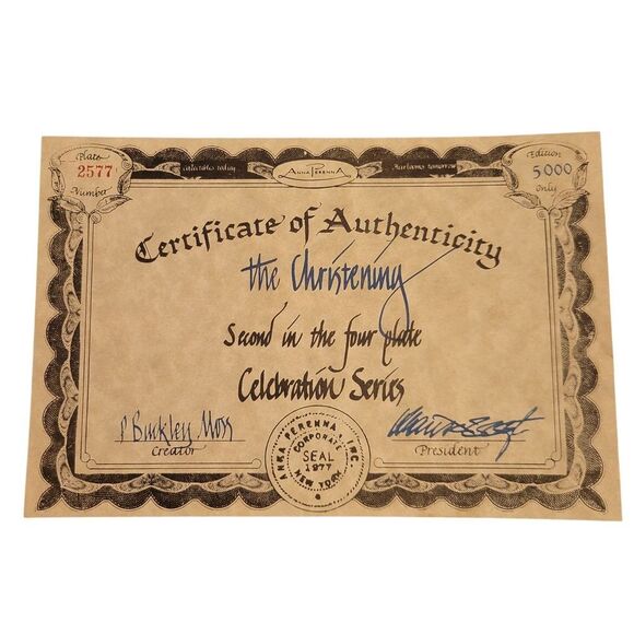 P. Buckley Moss "The Christening" 10" Plate - Picture 3 of 6